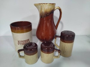 Roseville Pottery Pitcher & Assorted Pottery Accessories