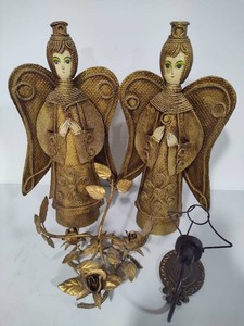 Mid Century Paper Mache Angels & Metal Decor