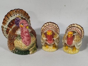 Ceramic Turkey Toureen, Sugar & Creamer