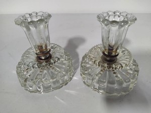 Vintage Clear Glass Candle Holders