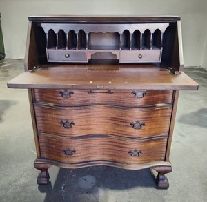 Serpentine Style Antique Secretary Desk