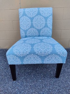 Dusty Blue Patterned Accent Chair