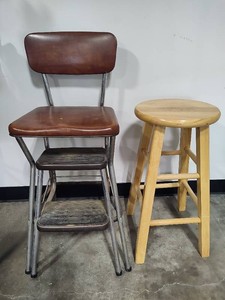 Costco Padded Step Stool & Wooden Counter Stool