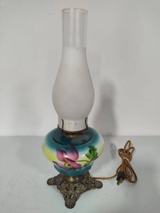 Hurricane Glass Shaded Vintage Lamp