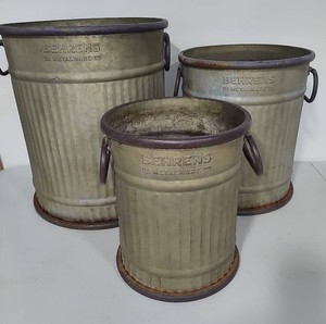 Three Behrens Metalware Buckets wHandles
