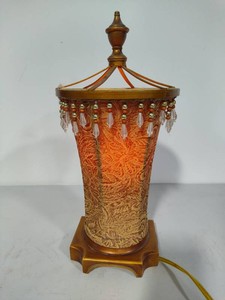 Gold Tapestry Beaded Table Lamp