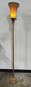 Tall Gold Tapestry Beaded Floor Lamp
