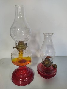 Two Glass Oil Lamps