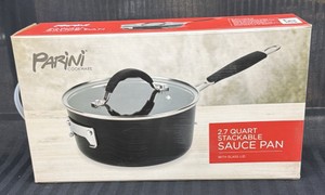 Brand New Parini cookware 2.7 quart stackable sauce pan with glass lid
