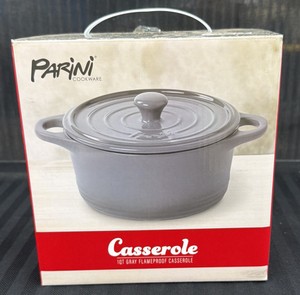 Brand New Parini casserole 1 quart grey flameproof casserole