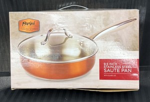 Brand New Paini cookware timeless cookware collection 9.5 inch stainless steel. Saut pan with glass lid.