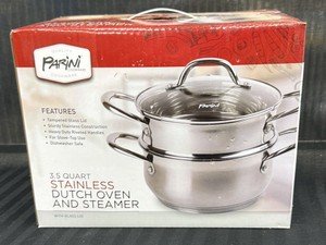 Brand New Parini cookware 3.5 quart stainless Dutch oven and Steam steamer