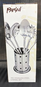 Brand New Parini seven piece stainless steel utensil set