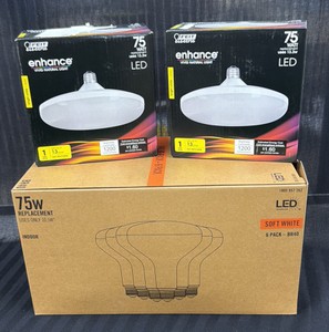 A lot of of brand new  Feit Electric 75 W enhanced LED lights 6 box case of 75 W replacement floodlights
