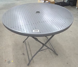 Project 62 Gray metal folding table bistro table 32 inches in diameter 28 inches tall