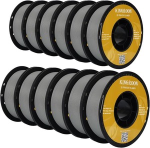 $120 Kingroon PLA Filament,12 Rolls, Dimensional Accuracy - 0.02 mm, 12kg Spool(26.5lbs), 1.75 mm, Grey