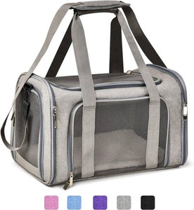 Henkelion Cat Carriers Dog Carrier Pet Carrier For Small  Medium Cats Dogs Puppies (Up To 15lbs), TSA Airline Approved Small Dog Carrier Soft Sided, Collapsible Waterproof Travel Puppy Carrier - Grey