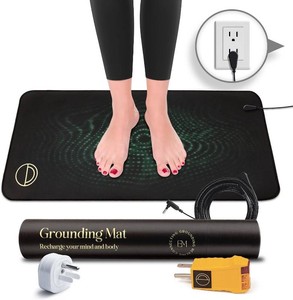 Grounding Mat for Feet (13x29in)   Earth Connected Wellness for Pain Relief, Muscle Tension & Relaxation   Travel Size Grounding Pad with Outlet Tester by Earth and Moon