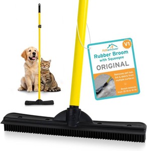 FURemover Pet Hair Removal Rubber Broom, 61 Telescopic Handle