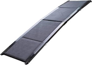 Hakuna Pets Deluxe Aluminium Pet Ramp   Portable Folding Dog Ramp for Cars, SUVs, and Beds   Non-Slip Surface for Large & Small Dogs   Supports Up to 150 lbs   Lightweight & Durable