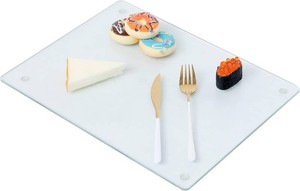 Murrey Home Glass Cutting Board for Kitchen Counter, Tempered Glass Chopping Boards Dishwasher Safe, Small Clear Countertop Tray, Scratch Resistant, Heat Resistant, Non Toxic, Frosted, 20x16