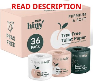 ecoHiny Premium Bamboo Toilet Paper 36 Mega Rolls 3ply 350 Sheets PFAS Free