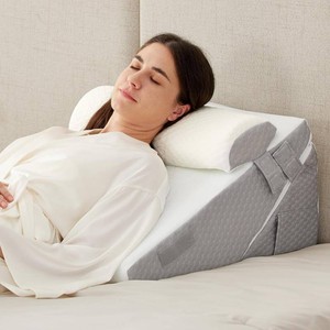 Ruqmuis Wedge Pillow Set for After Surgery, 3PCS Adjustable 9&12 Inch Bed Wedge Pillow for Sleeping, Incline Pillow Wedge for Headboard, Post Surgery, Acid Reflux, Neck&Back Support, WhiteGrey