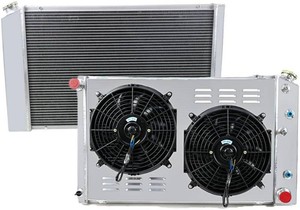 $246 3 Row Aluminum Radiator for 1980-1987 Chevy El Camino Impala Camaro C10C20C30 Nova Radiador Crossflow Radiators Shroud 2x12 Fans 70 71 72 73 74 75 76 77 78 79 80 81 82 83 84 85 86 87 CU162
