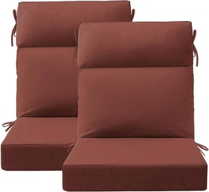 $160 Unimatta Sunbrella Outdoor High Back Chair Cushion Seat Pads, 44 x 21 Inch Water-Repellent & Fade-Resistant Patio Furniture Cushions with Ties for Adirondack, Rocking Chairs, Canvas Henna