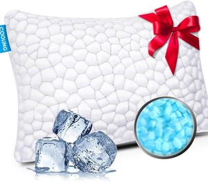 SUPA MODERN Cooling Pillow Standard Size 1 Pack, CertiPUR-US Shredded Memory Foam Pillows, Cool Bed Pillows for Hot Sleepers, Adjustable Firm Pillow for Side,Back,Stomach Sleepers, Better Sleep