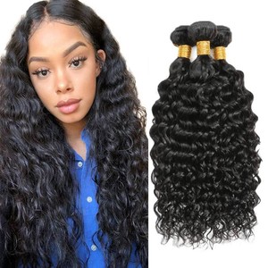 Water Wave Bundles Human Hair 30 30 30 Inch #1B Natural Black Water Wave Bundle Unprocessed Brazilian Virgin Weave Hair 3 Bundle 50 Gram Per Bundle