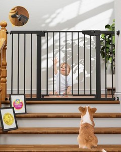 $120 Cumbor 30-48 in Baby Gate for Stairs, Auto Close Dog Gate Indoor, Black