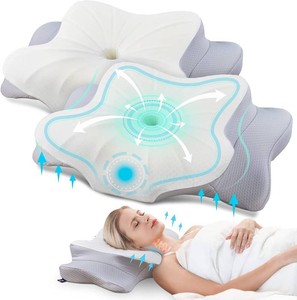 DONAMA Cervical Pillow for Neck and Shoulder,2Pack Contour Memory Foam Pillow,Ergonomic Neck Support Pillow for Side Back Stomach Sleepers with Pillowcase