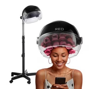 $160 RED by Kiss 3000 Ceramic Stand Hood Dryer with Digital Timer, Adjustable Height, 360  Wheels, 3 Temp Settings, Quick Drying, Comfortable Hood, Ideal for Home & Salon Use