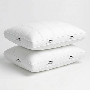 Goose Feather Down Pillows Queen Size Set of 2, Gusseted Design Hotel Collection Pillows, 100% Cotton Cover, Soft Bed Pillows for Side, Back, and Stomach Sleepers(18x28)