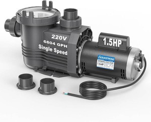 $309 Aquastrong Riptide Series 1.5 HP InAbove Ground Pool Pump, 220V Single Speed, Up to 6,604 GPH High Flow, Pure Copper Motor, Energy Efficient, Self Priming with Filter Basket