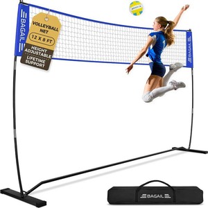 BAGAIL Volleyball Net, 12ft20ft Portable Volleyball Net for Backyard - Adjustable Height, Heavy-Duty Frame, Freestanding Design - Portable OutdoorIndoor Volleyball Set with Carry Bag