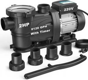 $269 2HP InAbove Ground Pool Pump with Timer 8120GPH High Flow 220V Powerful Self Primming Swimming Pool Pumps with Filter