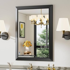 Briivue Black Metal Framed Bathroom Wall Mirror, 27x31 Inch