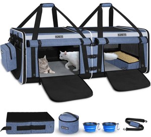 $150 Petskd Double Extra Large Cat Carrier with Litter Box and Privacy Curtain