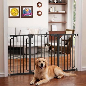 $150 Cumbor 30.4-56.8 Extra Wide Baby Gate, Auto Close Dual Lock Dog Gate Black