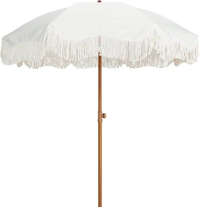 AMMSUN Boho Fringe Umbrella, 6.5ft Outdoor Umbrella with Tassel
