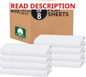 $228 California Design Den Bulk Pack of 8 100% Cotton Sateen King Size Top Sheet