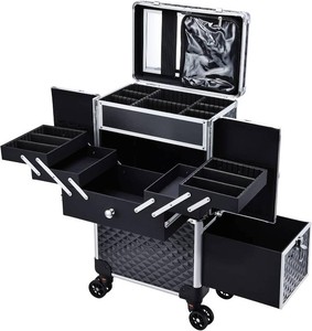 $126 Professional Makeup Train Case Extendable Cosmetology Case on wheels