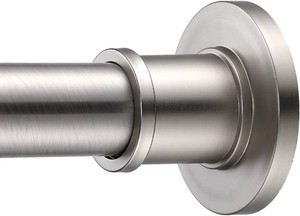 BRIOFOX Industrial Shower Curtain Rod - Rustproof Non-Slip 27-43 Inch 304 Stainless Steel Tension Curtain Rod for Window or Bathroom, Brushed Nickel