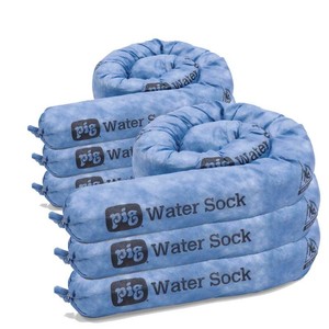 PIG Super Absorbent Sock for Water  6 Pack  ext. Dia. 3 x 4 L  Absorbs Up to 1.75 Gallons per Sock  PM50635