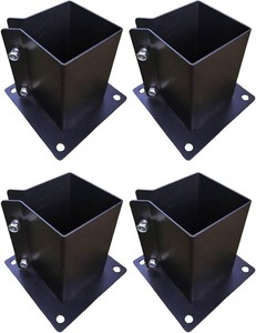 6x6 Inches Wood Posts Base Cover, Inner Size 5.5x5.5, 4 Pack Fence Post Support Square Black Metal Brackets, Bolt Down Post Base Bracket for Anchor Fences, Carport, Pergola