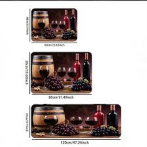 Wine Barrel & Red Wine Design Floor Mat - Kitchen Decorative ...