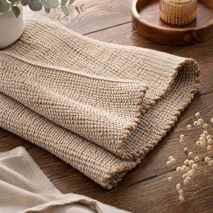$115 Jute Cotton Area Rug, Hand Woven Farmhouse Carpet for Living Room, Bedroom, Dining Room & Entryway, Natural Home D cor, Eco-Friendly, 6 x 9 Feet