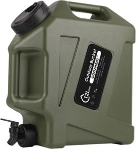 COOZMENT 3.2 Gallon5 Gallon Water Containers with Spigot, BPA Free Water Jug, Military Green Water Tank, Multifunction Water Storage Containers for Camping Outdoor Hiking,Emergency Storage